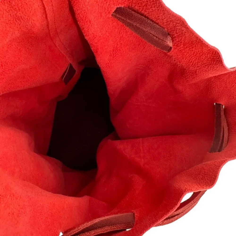 Rare NWT Obey x Los Angeles Leather Craft Rosyln Bucket Bag in Poppy Red